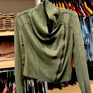 blanknyc super soft faux suede green jacket